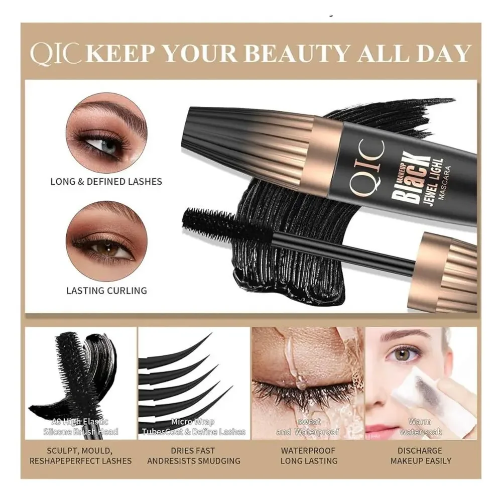 4 Pack QIC voluminous mascara provides length density curl no smudge waterproof